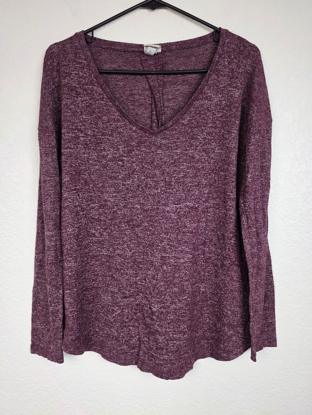 a.n.d Marled Burgundy Long Sleeve Top Small